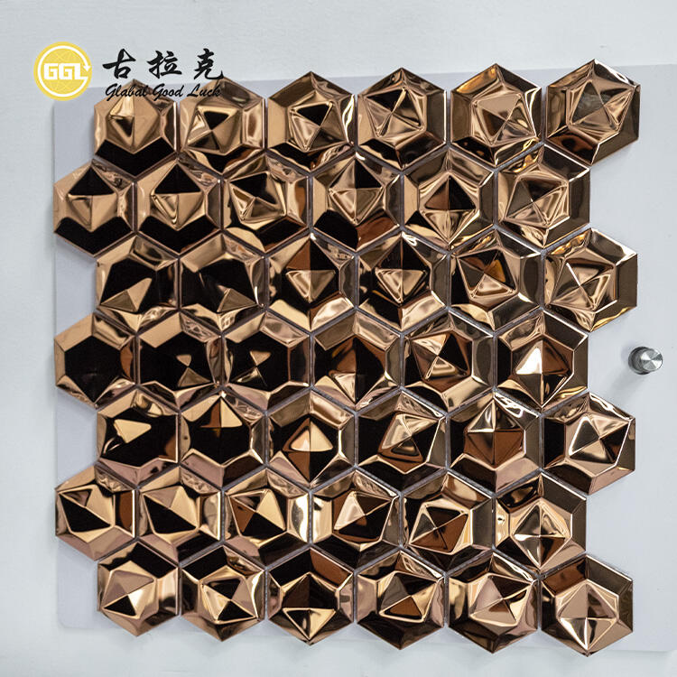 3D Hexagon Background Solid Metal Mosaic Tile