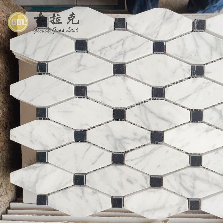 Carrara White Marble With Black Dots Mosaic For Home Wall Decor Tiles