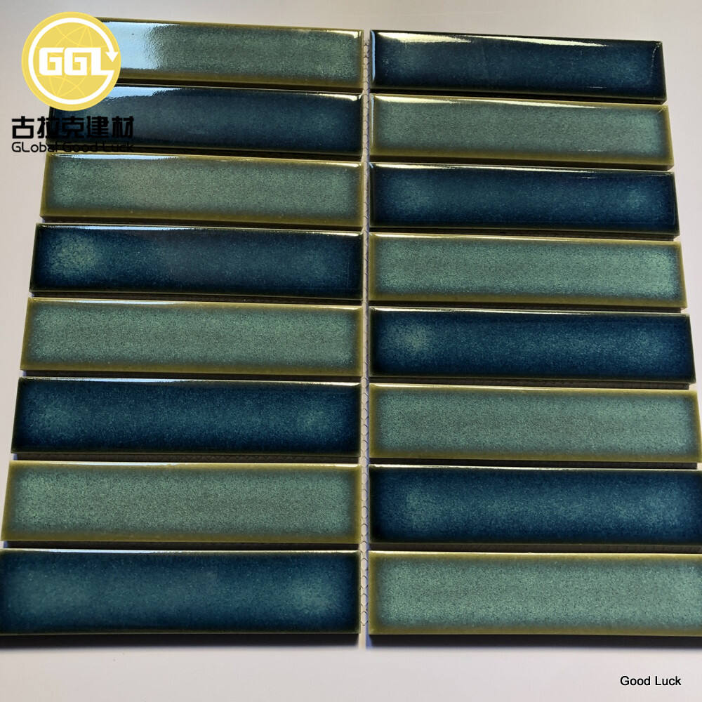 Glazed Ceramic Blue Mosaic Tiles For Bathroom Backsplash Kitchen Bar Restaurant Wall Tile