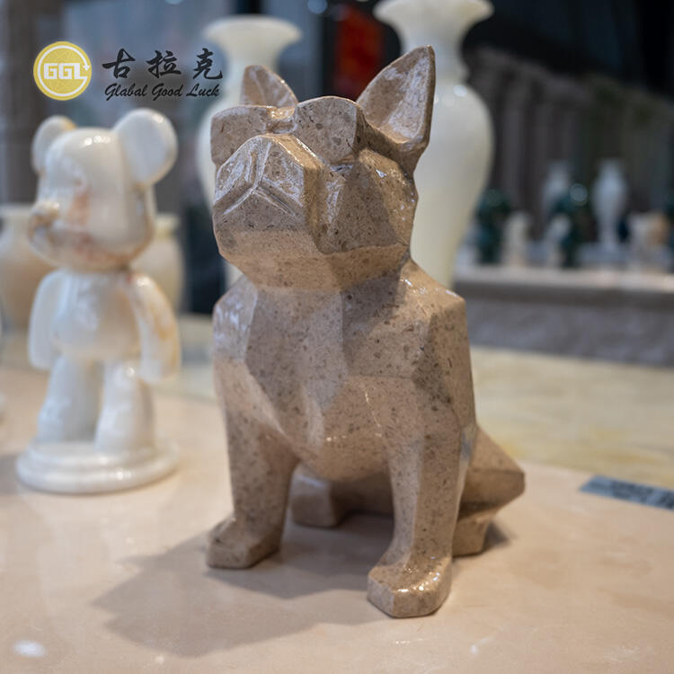 Natual Marble Carved Dog Hand Carved Stone Sculpture Marble Dog Statue Gift or Home Decoration