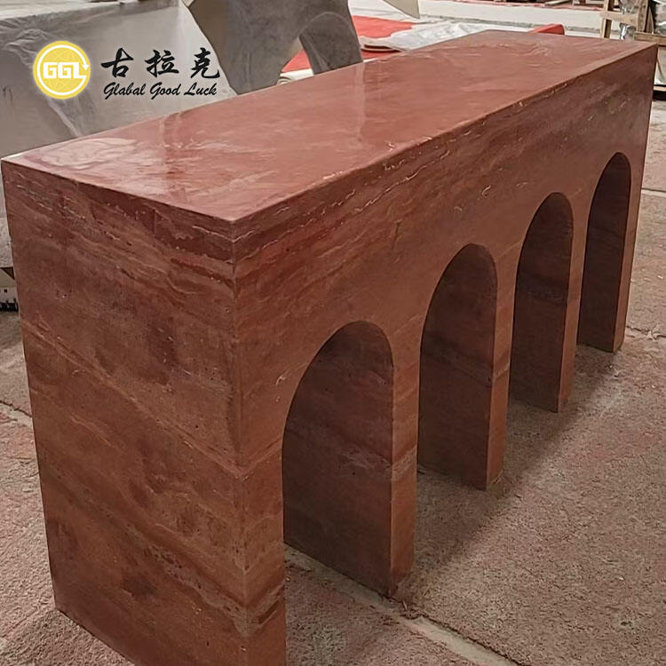 طاولة رخام ترافرتين طبيعي تصميم فاخر طاولة كونسول