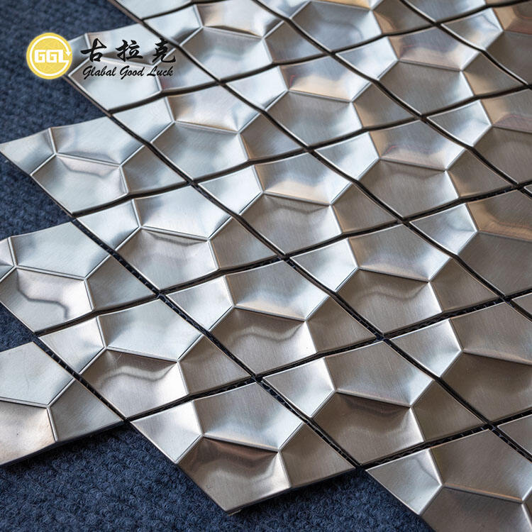  Silver Metal Mosaic Tile Stainless Steel Concave Surface Design for Wall Decor