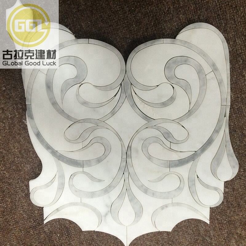 Waterjet White Tile Flower Marble Mosaic Tile for Interior Wall and Floor Decoration