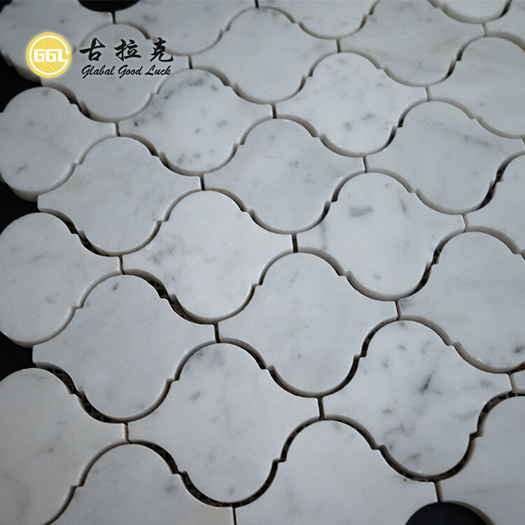 Lantern Shape Stone Carrara White Marble Mosaic Tile Suitable for Home Villa Decor