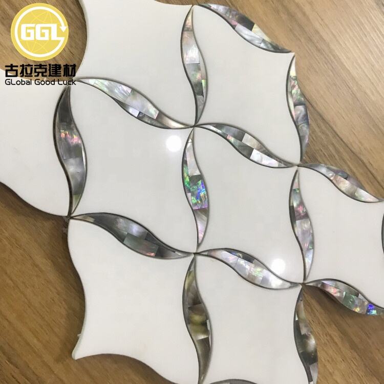 Stone Mosaic Tile Waterjet Mosaic Tile Butterfly Sea Shell Mosaic Tile