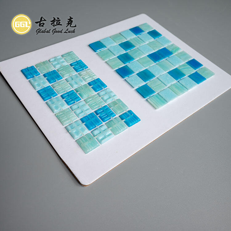 Blue 20*20 mm Dot-Mounted Glass Mosaic Tile for Bathroom Wall Decoration