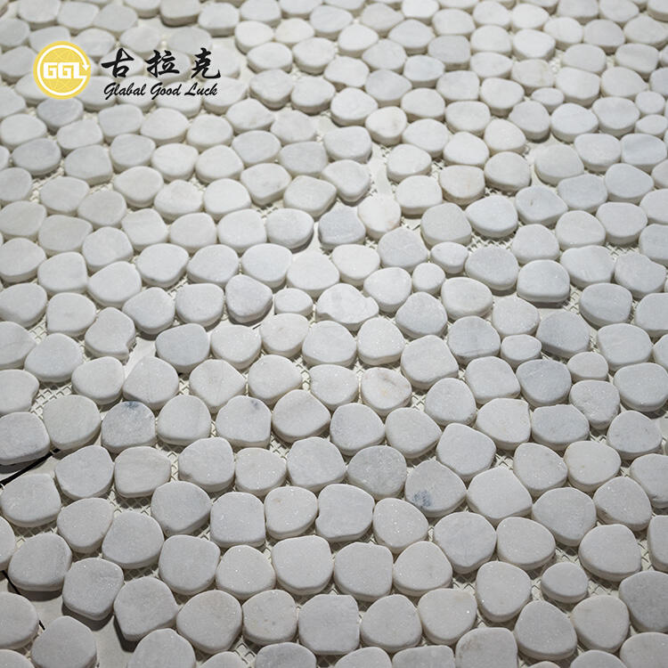 Natural White Marble Tumbled Mosaic Tile for Interior  Floor Wall Decoration