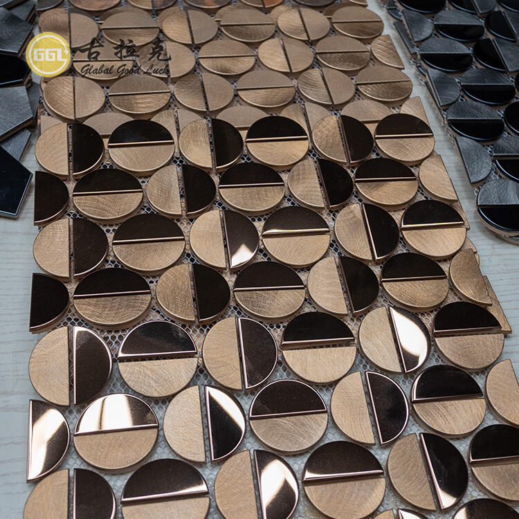 Metal Semicircle Splicing Mosaic Tile Kitchen Backsplash Metal Tile