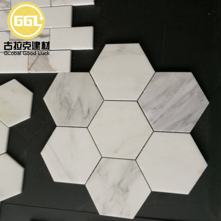 Marble Mosaic Style Large Hexagonal Tile