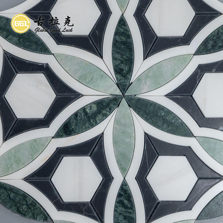 New Design Flower Pattern Green Marble Mosaic Tile For Wall Floor Decor