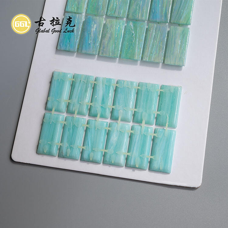 New Light Green Glass Mosaic Tile Dot-Mounted Pool Mosaic Tiles