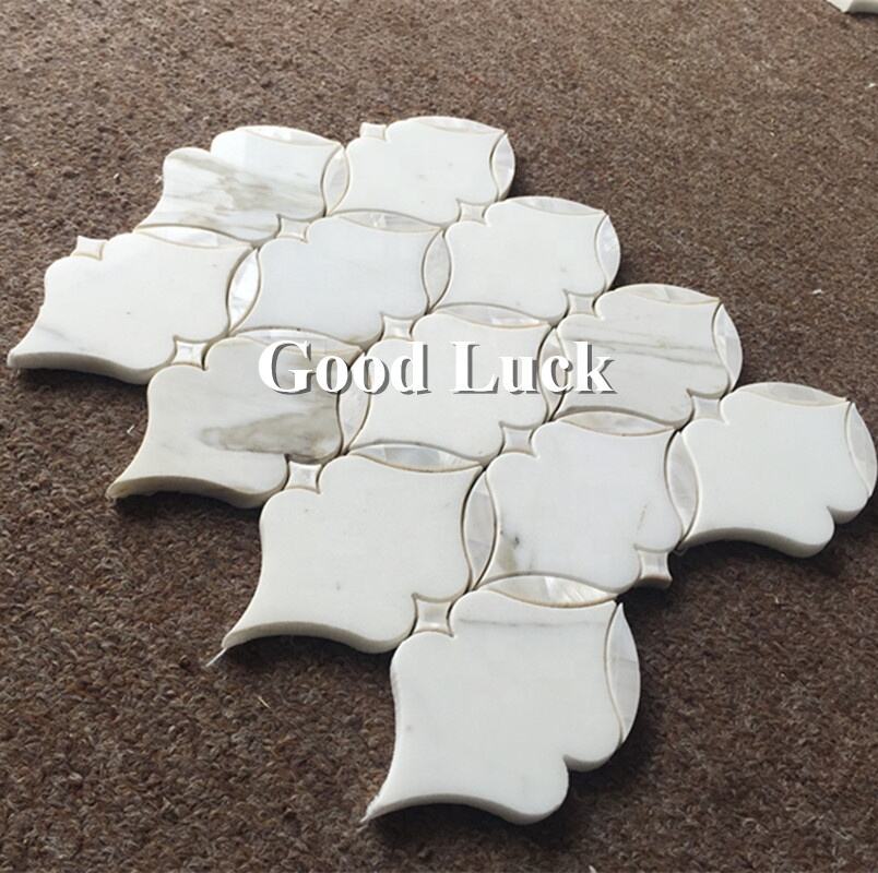 Calattaca Gold Marble Mix Shell Waterjet Wall Decor Mosaic Flooring Tile