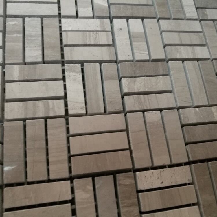 Wood Grain Marble Basket Weave Shape Stone Marble Mosaic Tile