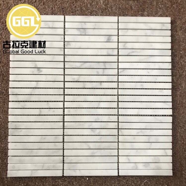  Carrara White Brick Long Strip Marble Mosaic Tile For Interior Wall Decoration