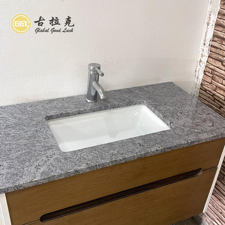 Dark Gray Quartz Marble Polished Countertop For Bathroom Kitchen