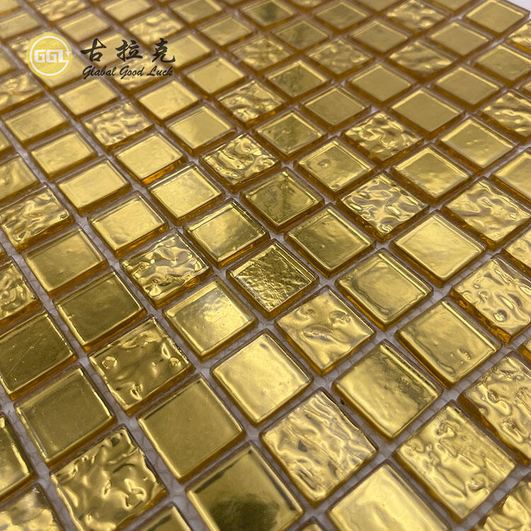 Mini Square Shape Gold Foil Glass Mosaic For Wall Tile