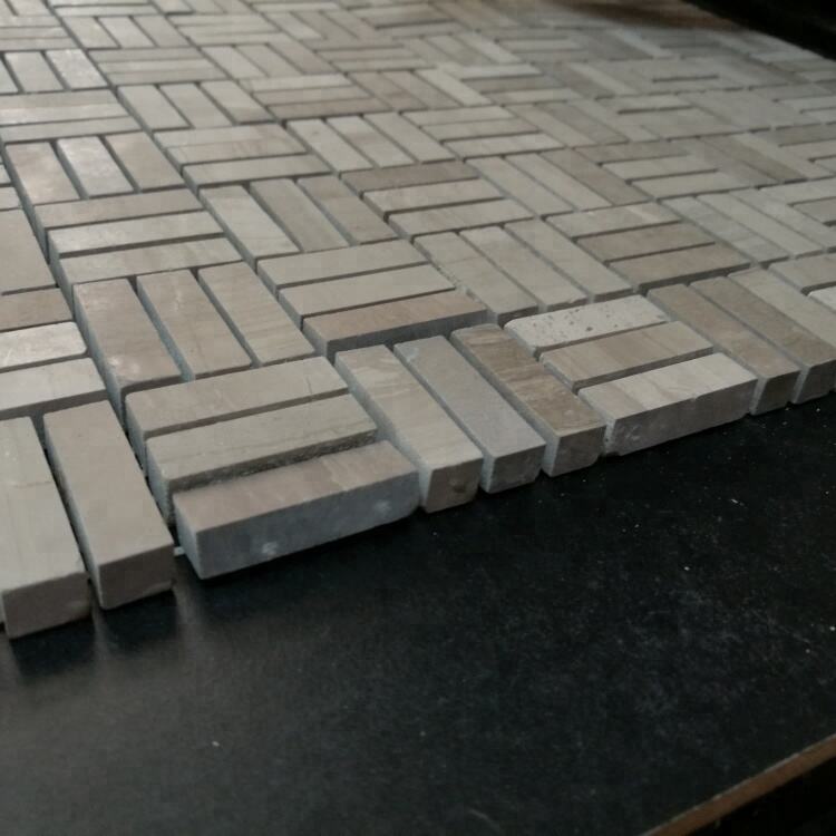 Wood Grain Marble Basket Weave Shape Stone Marble Mosaic Tile