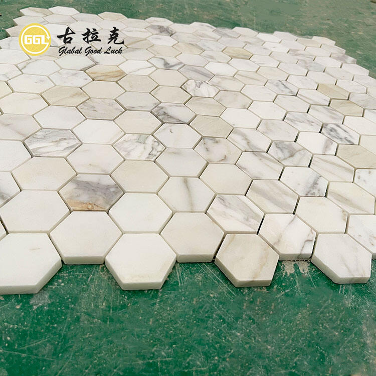 Hot Selling Calacatta Gold Marble Hexagon Mosaic Tile