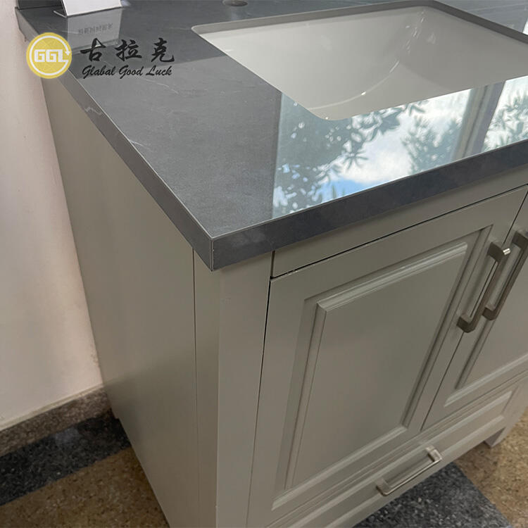 Glossy Stone Artificial Quartz Vanity Top Countertop For Bathroom