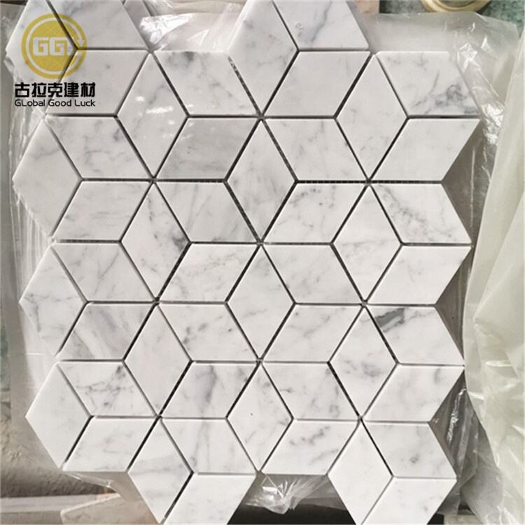 Hot Sale Wall Decoration Natural White Carrara Marble Stone Diamond Mosaic Tiles For Wall Decor