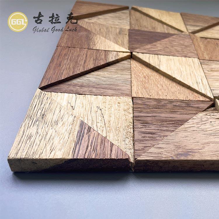 Square Wood Mosaic Tiles Rustic Parquet Design Interior Wall Tile