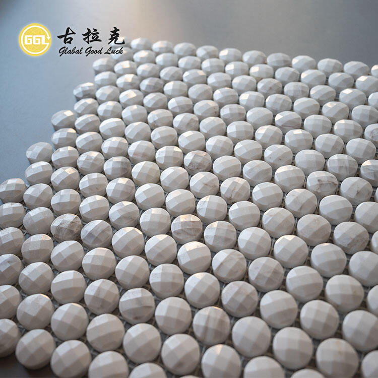 Diamond Surface Design Ariston White Marble Mini Round Shape Marble Mosaic Tiles