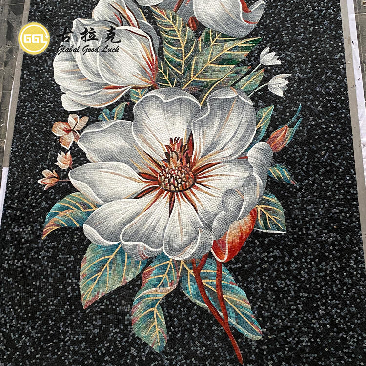 Mural Mosaic Glass Tile Flower Customized Hand-made for Wall Decor