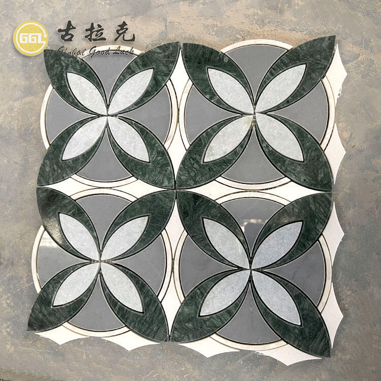 Modern Design Waterjet Marble Flower Pattern Mosaic Tiles For Floor