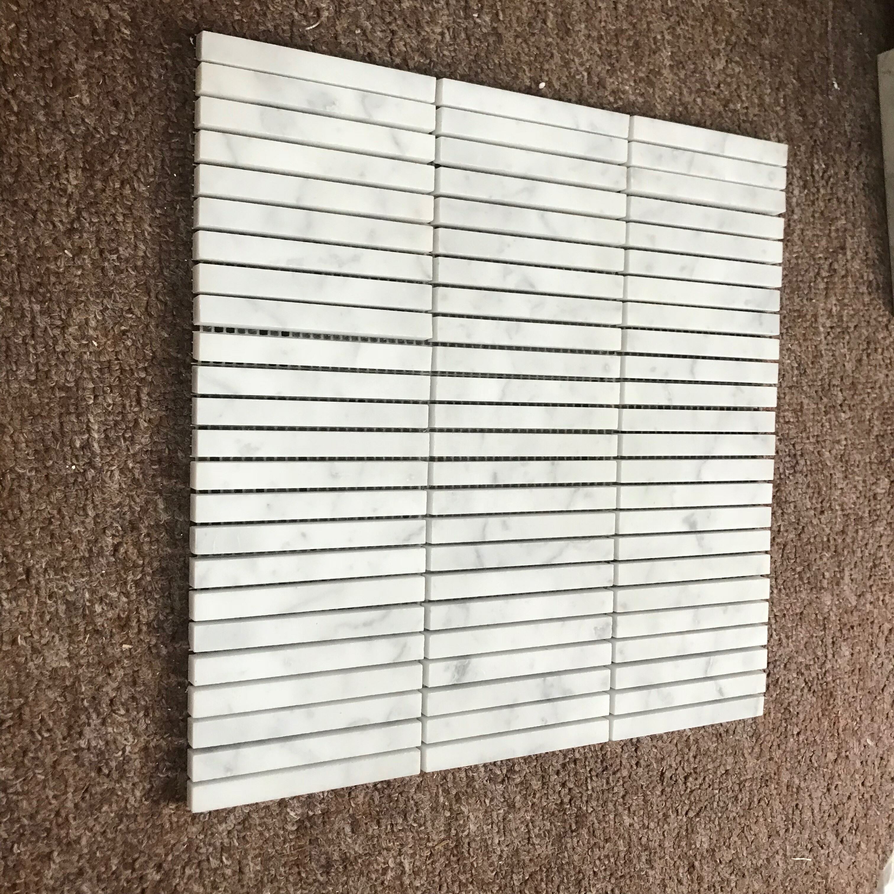  Carrara White Brick Long Strip Marble Mosaic Tile For Interior Wall Decoration