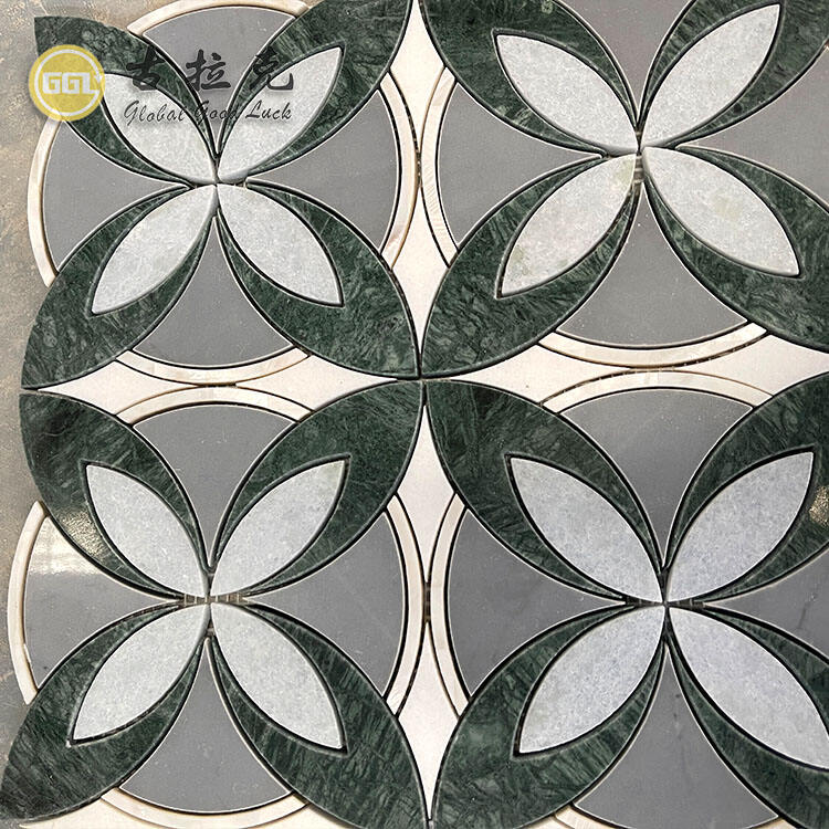 Modern Design Waterjet Marble Flower Pattern Mosaic Tiles For Floor