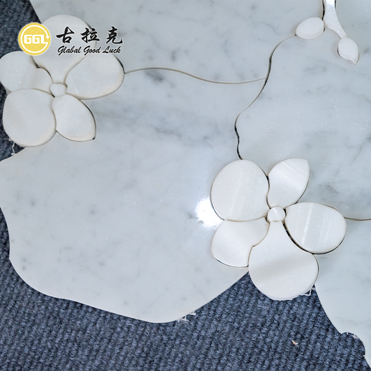 New Design Flower Surface Marble  Waterjet Mosaic Tiles