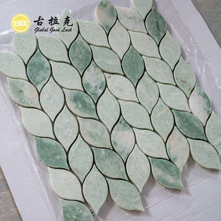 Green Marble Leaf Shape Mosaic Tile For Home Decor Walls Floor Tile