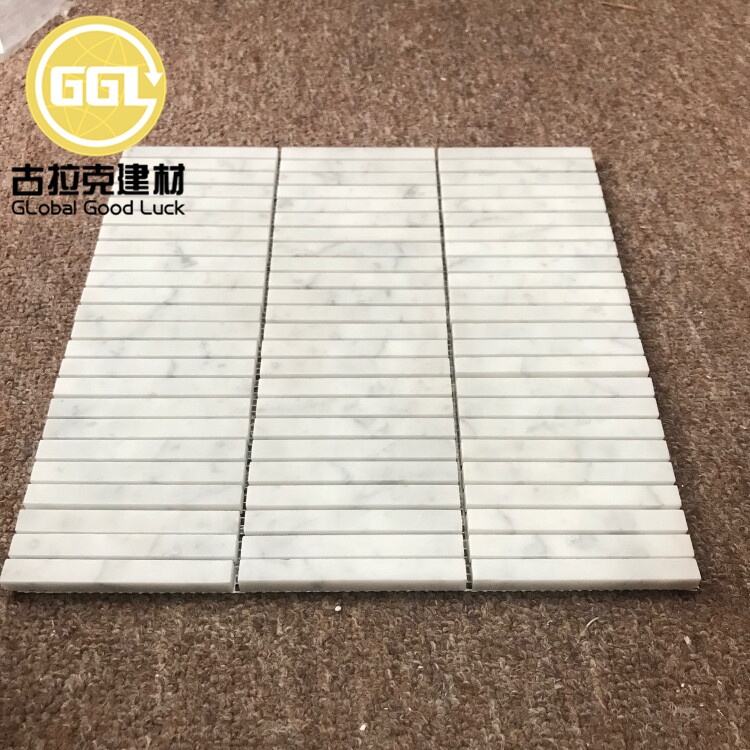  Carrara White Brick Long Strip Marble Mosaic Tile For Interior Wall Decoration