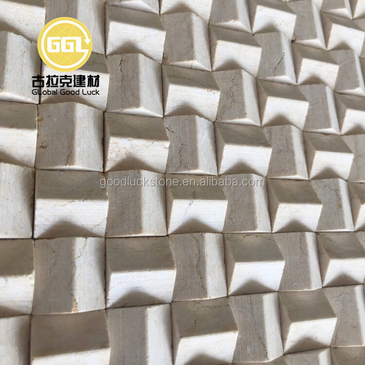 Crema Marfil Marble Basket Weave Marble Mosaic For Wall Tiles