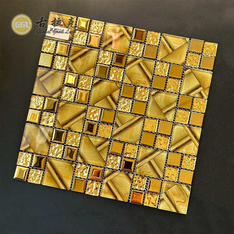 Luxury Design Glass Mosaic Tile 300*300mm Gold Mirror Surface Mosaic Tile