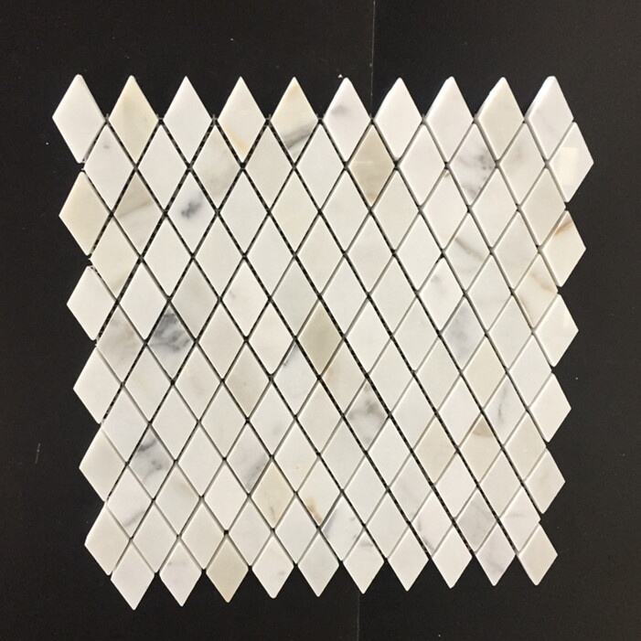 Rhombus Shape Tile Oriental White Marble Mosaic Tile For Bathroom /Kitchen /Wall Floor Decor