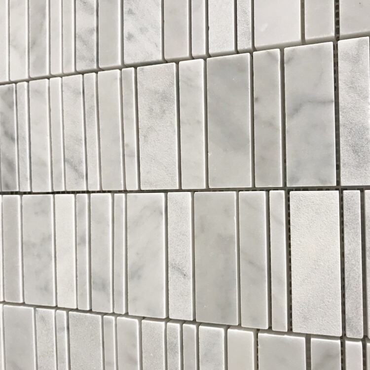 Carrara White Marble Random Strip Mosaic Home Wall Flooring Tile