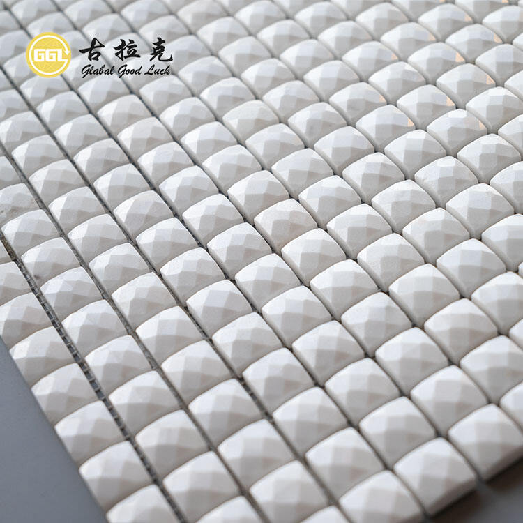 3D Design Glossy Surface Ariston White Marble Mosaic Tiles