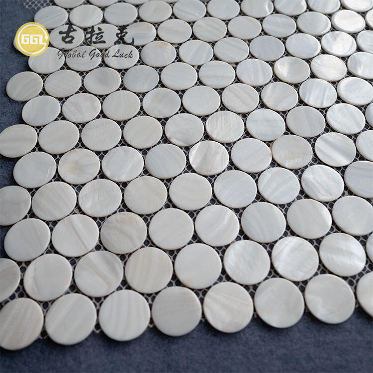 White Penny Round White Mother Of Pearl Tiles Shell Mosaic