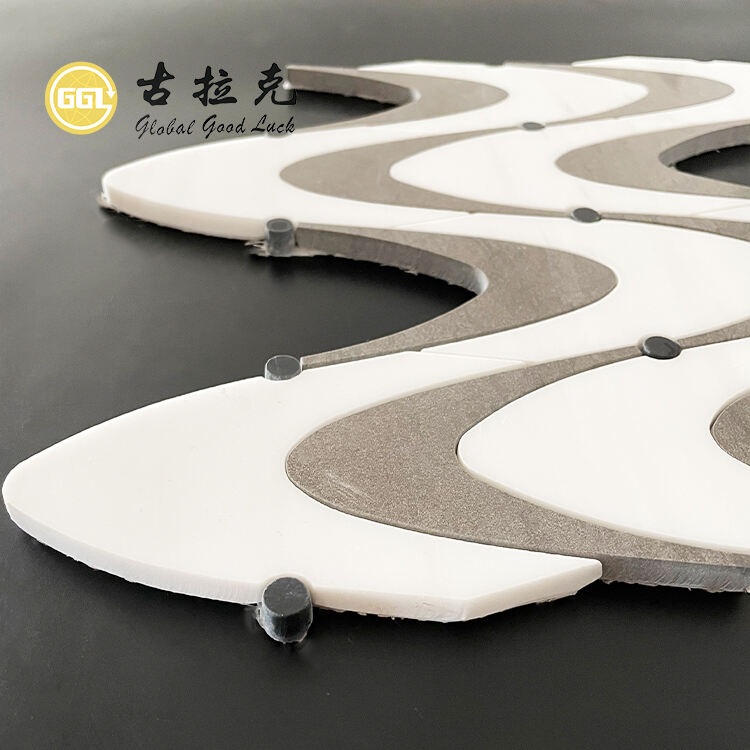 Beige Marble Water Jet Mosaic Tile Wavy Stone Backsplash Wall Tile