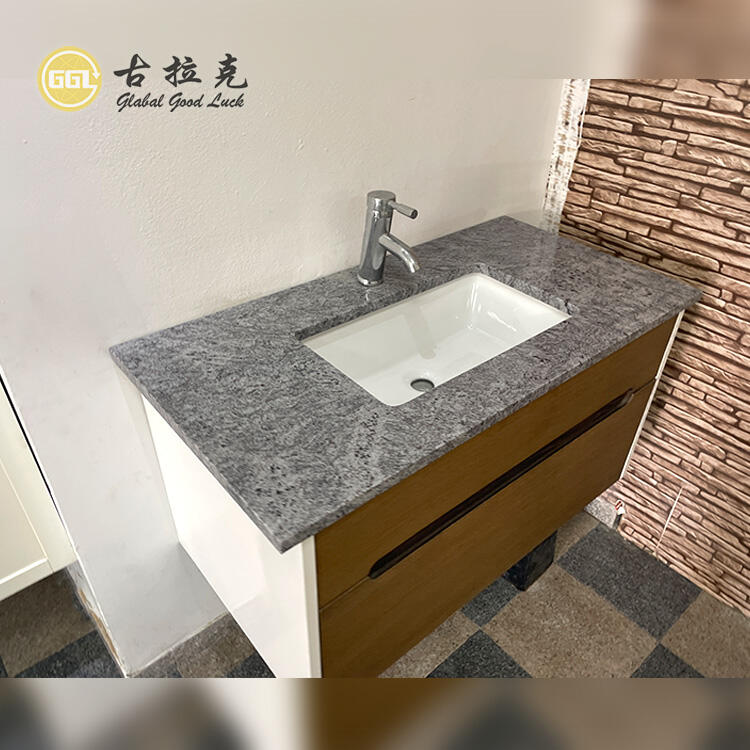 Dark Gray Quartz Marble Polished Countertop For Bathroom Kitchen