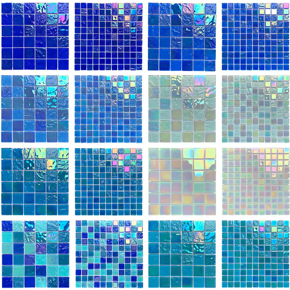 Iridescent glass mosaic tile