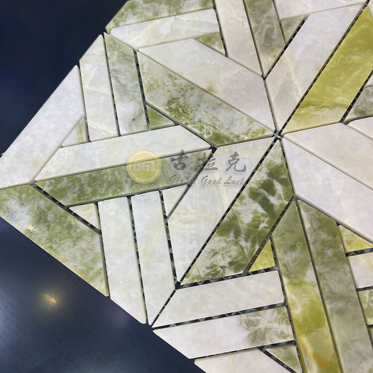 Natural Green Marble Mixed Pure White Marble Mosaic Tile for Wall Floor Decor