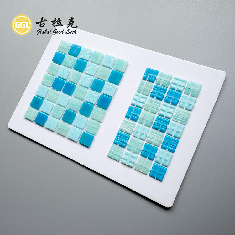 Blue 20*20 mm Dot-Mounted Glass Mosaic Tile for Bathroom Wall Decoration