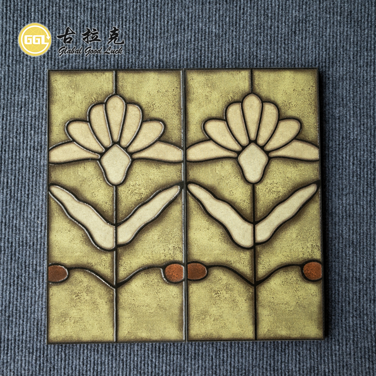 Flower Pattern Ceramic Enamel Tiles For Kitchen Bathroom Wall Tile