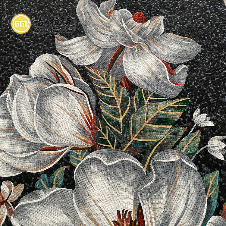 Mural Mosaic Glass Tile Flower Customized Hand-made for Wall Decor
