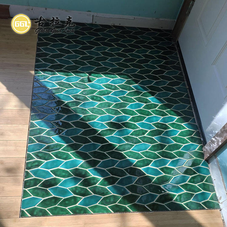 Hexagon Ceramic Mosaic Tile Leaf Design for Home Bathroom Wall Decor