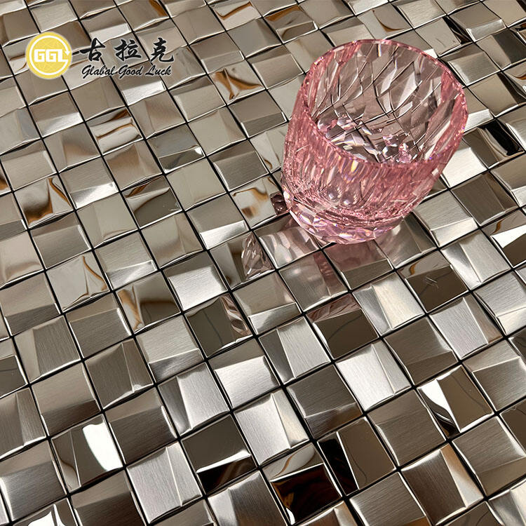 Sliver Metal Mosaic Tiles 3D Stainless Mosaic