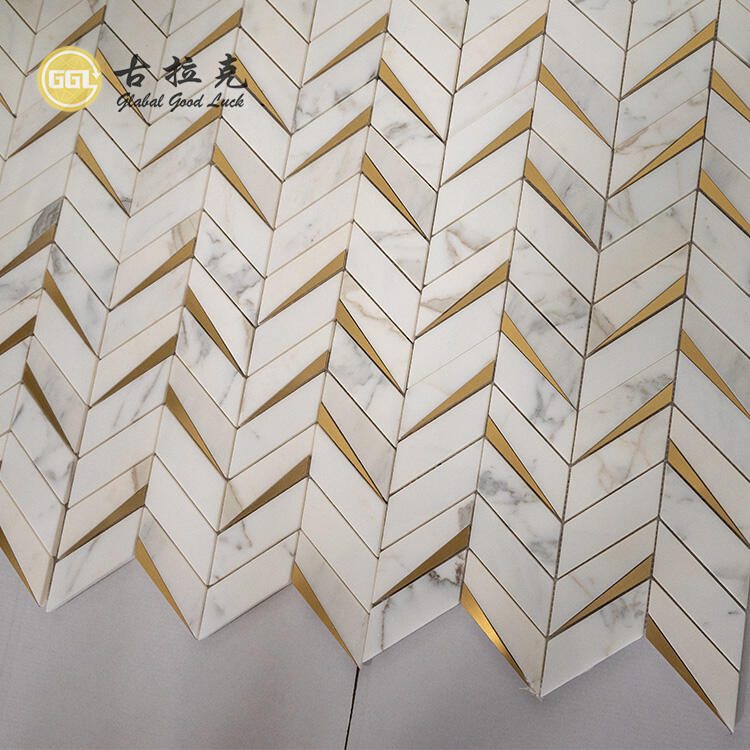 Card Gold & Copper Herringbone Tiles