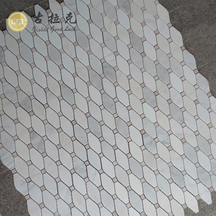 Colorful Bottle Shape Marble Octagon Pattern Mosaic Tile White With Brown Dots Mosaic Tile For Bathroom Kitchen Wall Decor